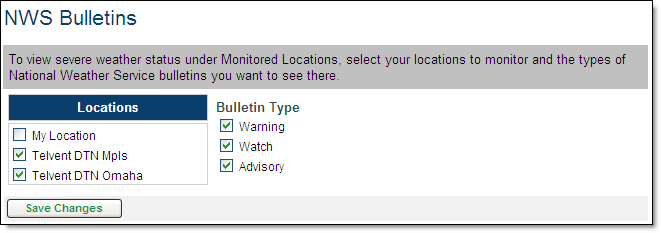 NWS Bulletins setup